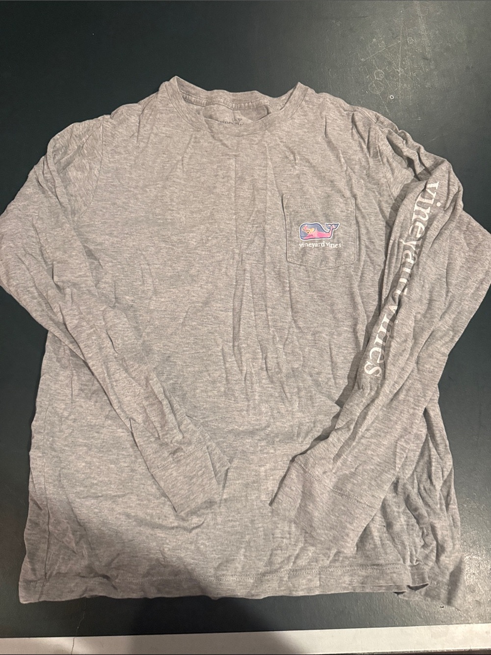 Vineyard Vines Long Sleeve Pocket Tee - Heather Gray